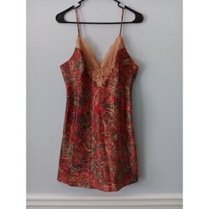 Victoria's Secret Women M Lingerie Sleepwear Dress Brown Lace Paisley Multicolor